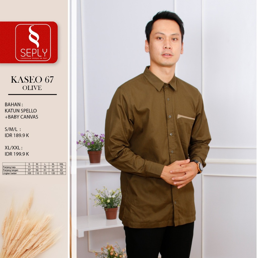 SEPLY BAJU KOKO DEWASA LENGAN PANJANG KASEO 67 OLIVE