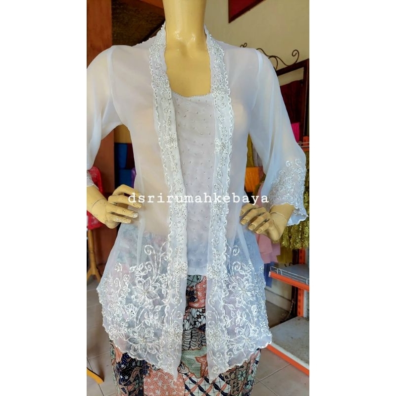 kain bordir kebaya bali kerah lipat/leher lipat