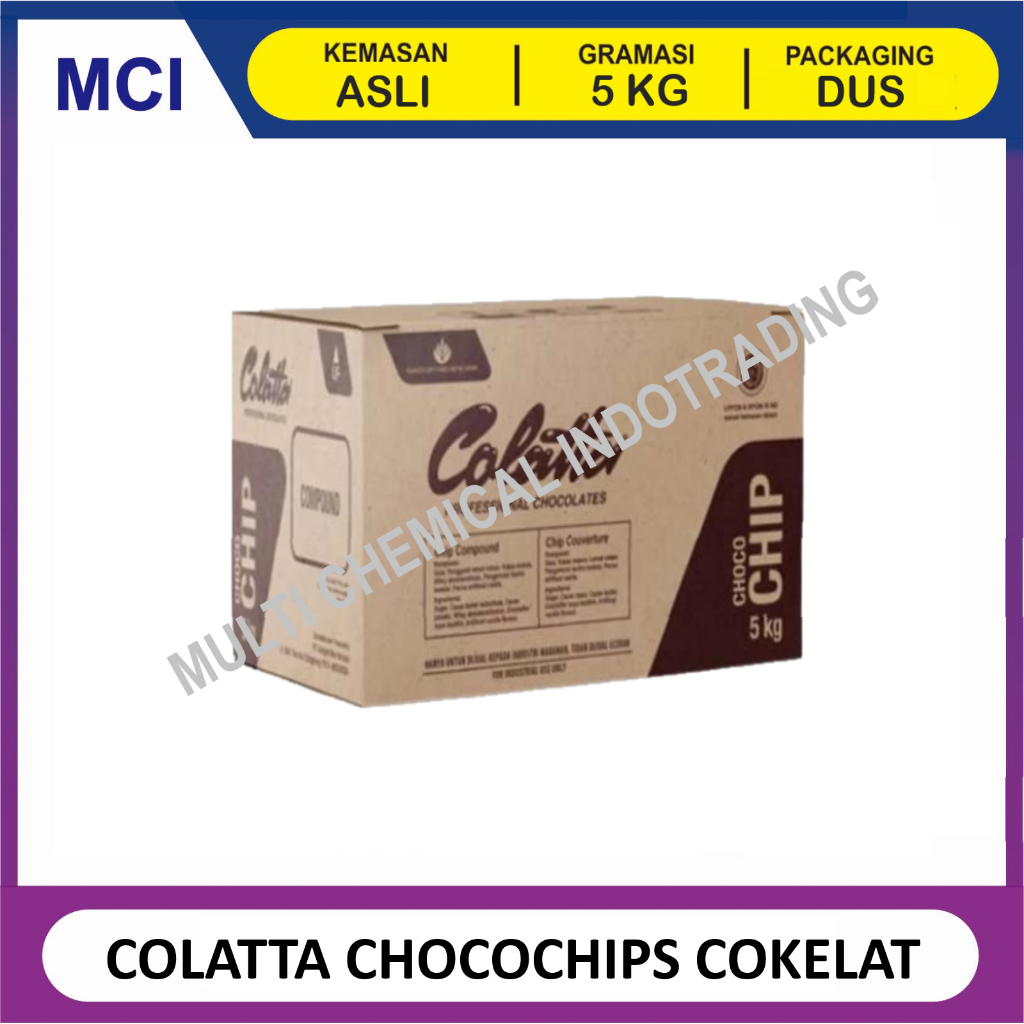 

COLATTA CHOCOCHIPS DARK /COKLAT CHIP COLATTA /CHOCO CHIPS - 1 DUS 5 KG