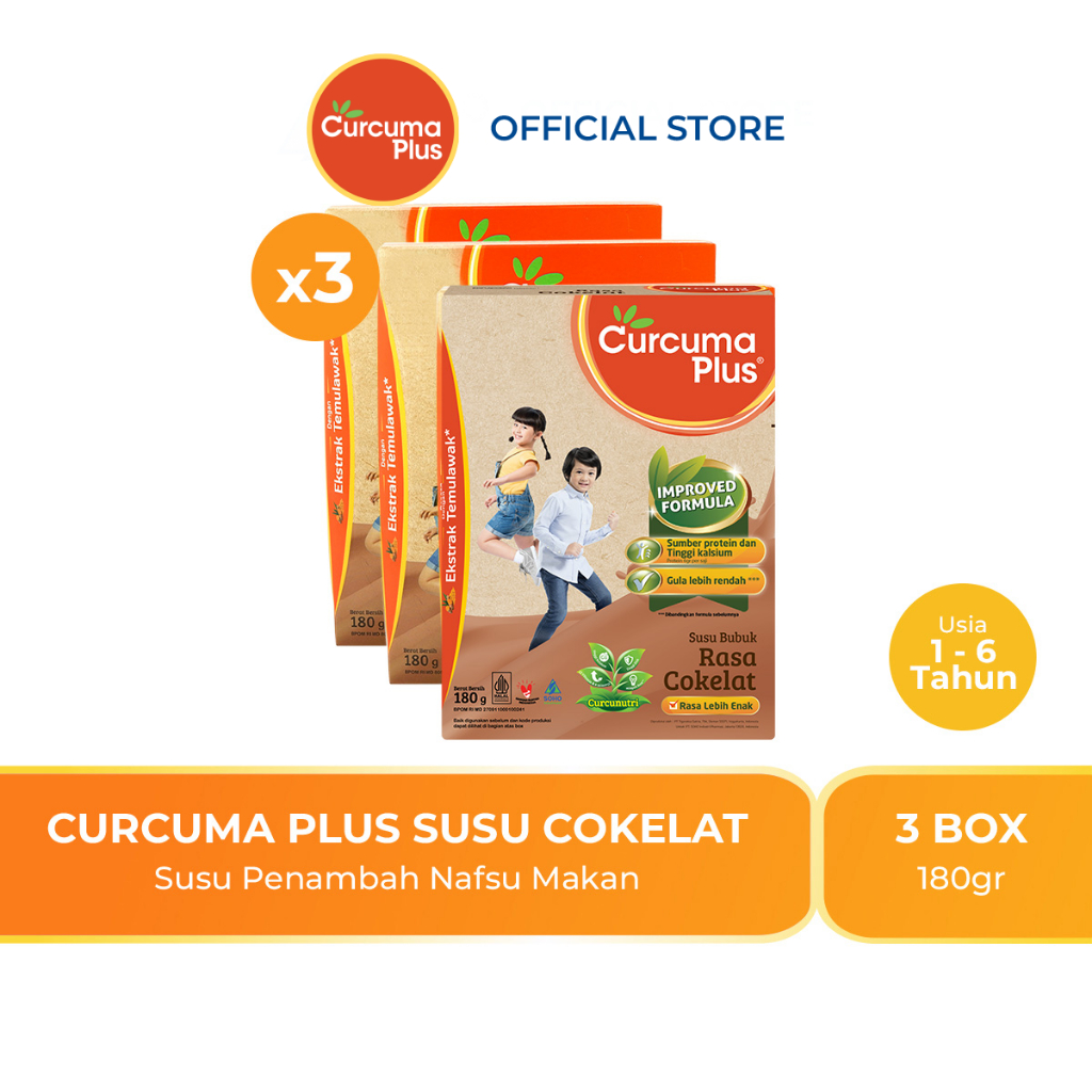 

Curcuma Plus Susu Bubuk Memperbaiki Nafsu Makan Ekstrak Temulawak Rasa Coklat 180gr [Paket isi 3]