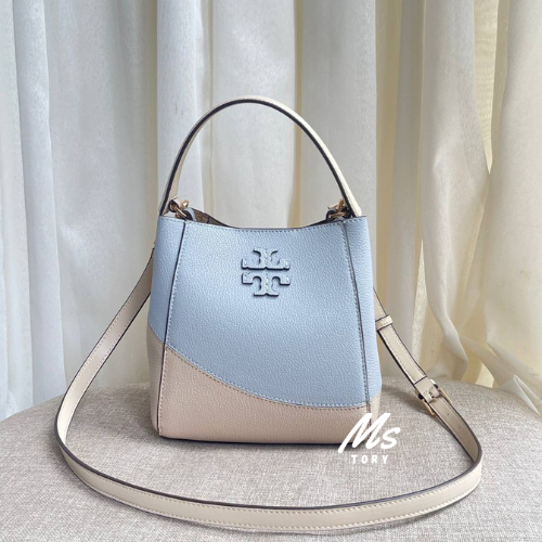 TAS BRANDED TORY BURCH MCGRAW MINI CANVAS BUCKET BAG