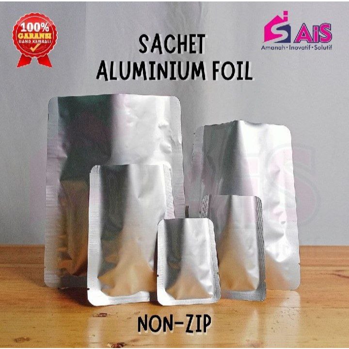 SACHET ALUMINIUM FOIL SASET SEALER SEAL KEMASAN NON ZIPLOCK SASET ALUMINIUM FOIL BUBUK MAKANAN/MINUM