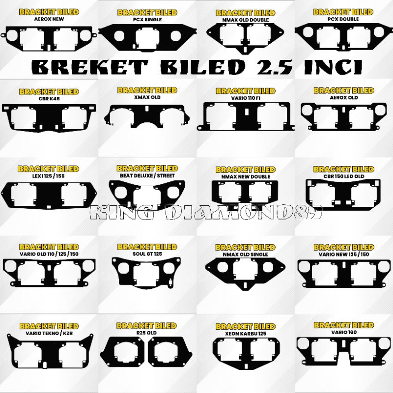 Breket Bracket Dudukan Lampu Biled Projie 2,5 inch HID Dan All Varian Matic Mio Gear Beat, Aerox, Nm