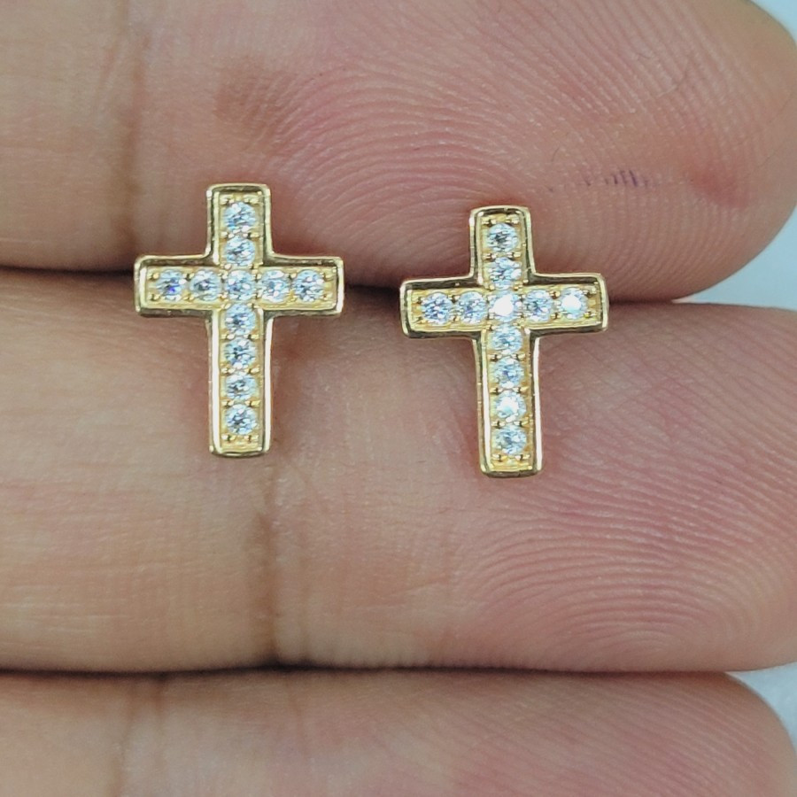 anting tusuk model salib ad mata variasi 4 emas 70% 700 70 % 16k