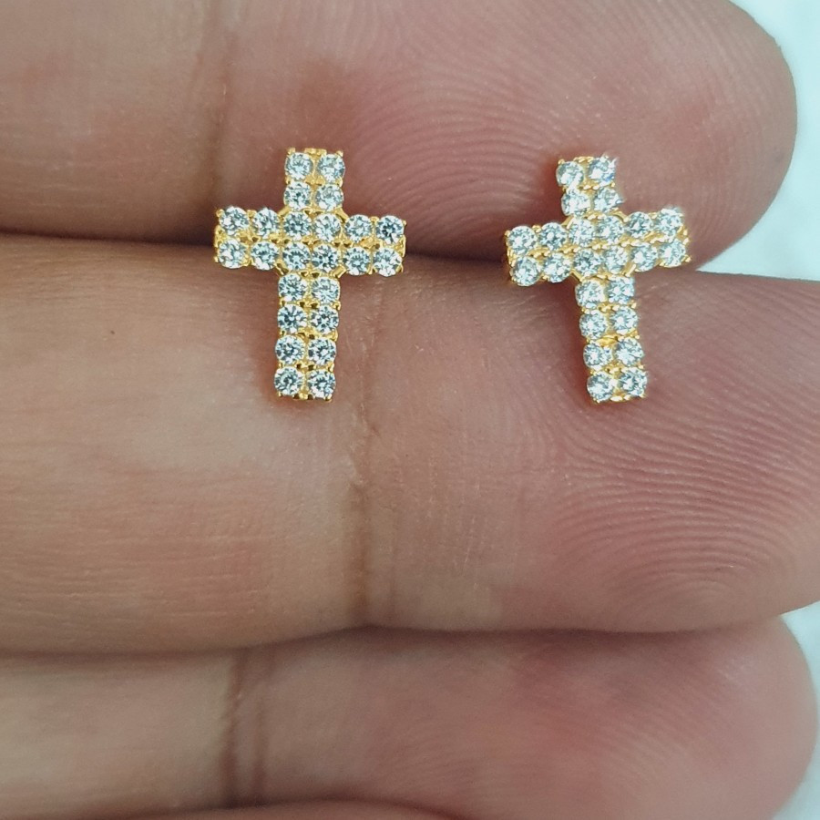 anting tusuk model salib ad mata variasi 2 emas 70% 700 70 % 16k