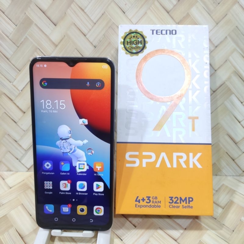 Tecno Spark 9T Ram [4GB+3GB] Rom 64GB Hanphone second Fullset batangan original bergaransi