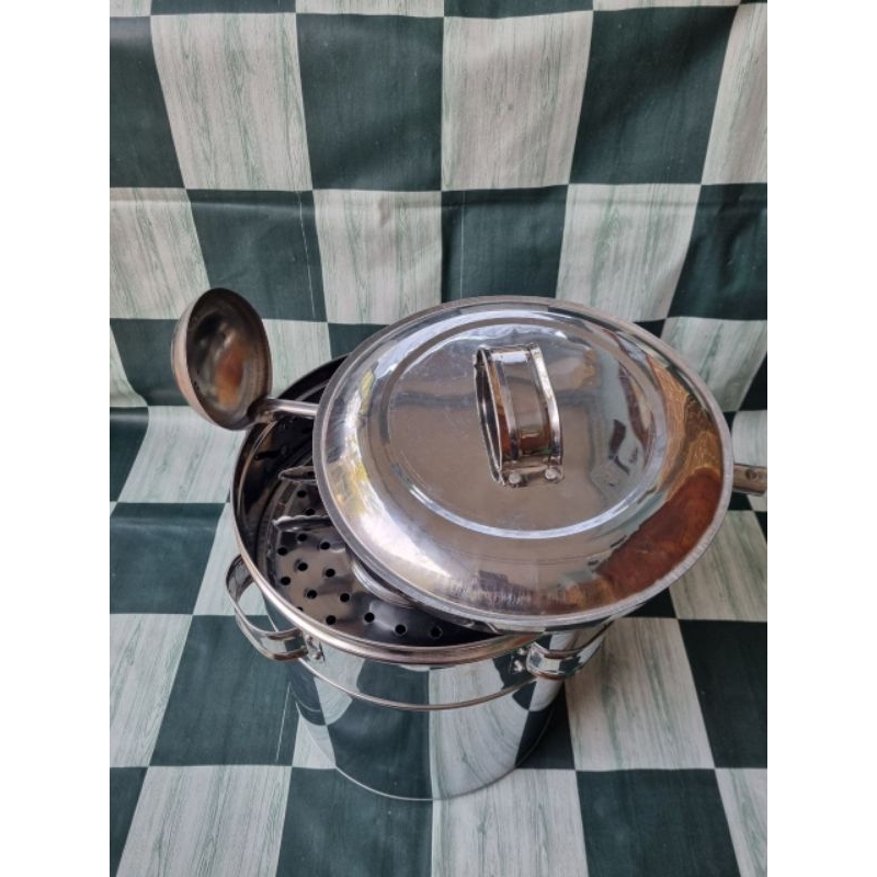 Dandang Bakso Tutup Stainless Ukuran 34 - 36cm Tebal (Tersedia Sekat)