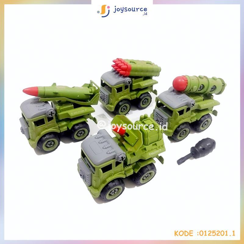 Mainan edukasi anak laki-laki enginering truck DIY army military mobil mobilan truck tentara militer