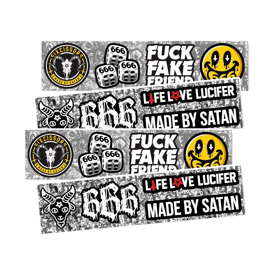 

Sticker Pack Setiker Original Satanic 666 Musik Metal Unisex Pria Wanita Vintage Uniseks Dewasa