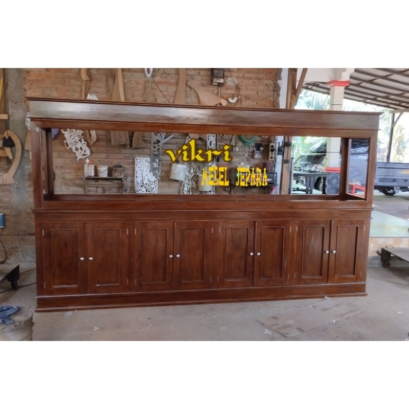 bufet aquarium 3 meter+ kaca 12,mm,mebel jepara,furniture