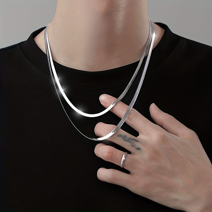 Terbaru COD Kalung Gepeng Pipih Titanium Pria Wanita Anti Luntur Tahan Karat