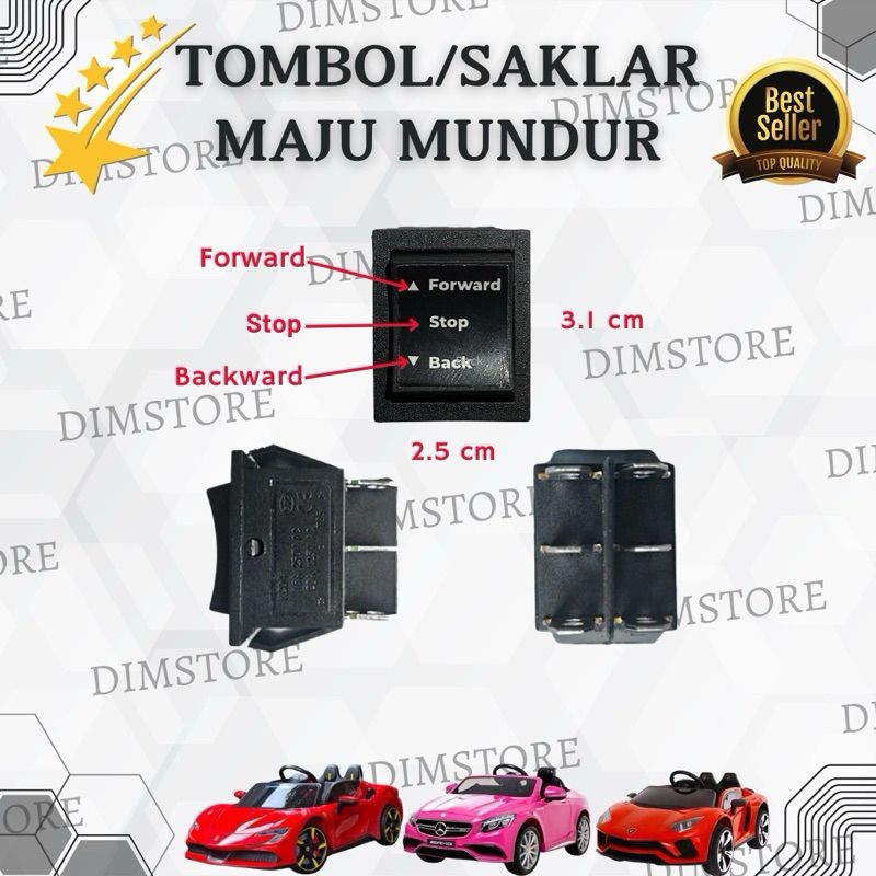 TERMURAH SAKLAR SWITCH MAJU MUNDUR TOMBOL FORWARD STOP BACK MOBIL MOTOR MAINAN AKI ANAK PCX SCOOPY P