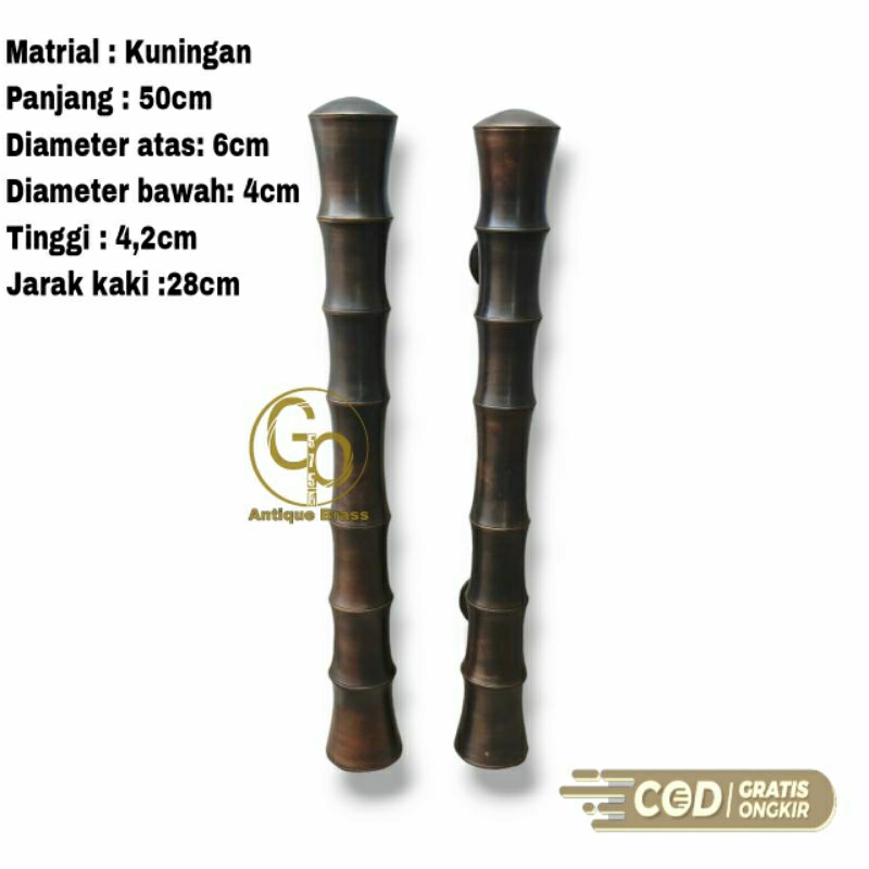 Gagang Pintu Rumah Handle Pintu Kuningan Motif Bambu Panjang 50cm