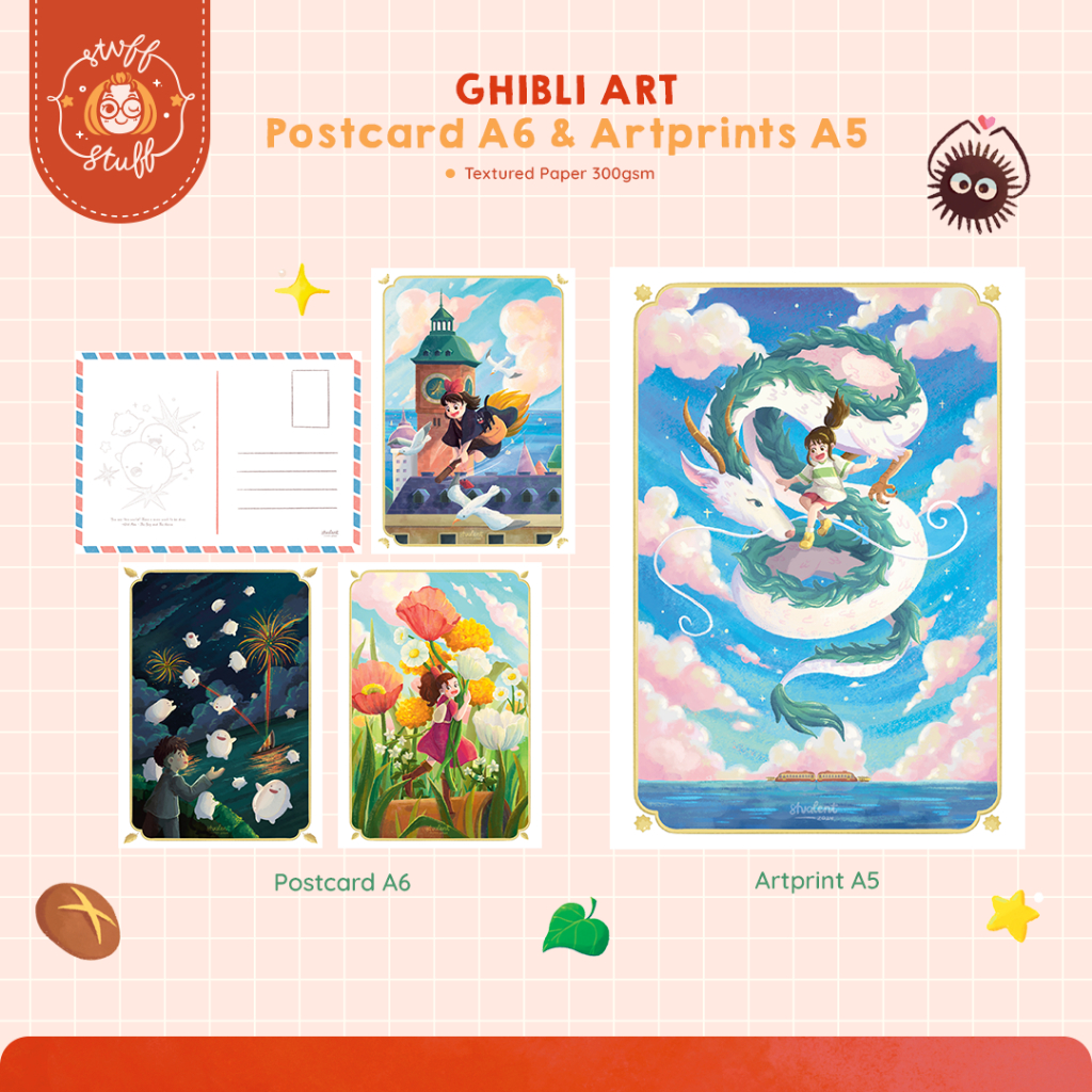 

[stvff.stuff] Ghibli Art - Artprint A5 | Spirited Away | Kiki's Delivery Service | Arrietty | The Boy and The Heron Warawara