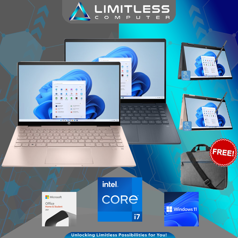 HP Pavilion 14 X360 Iris XE  Intel Core i7 1355U 16GB 512GB Flip Touch Pen Win 11 OHS 2021 Laptop