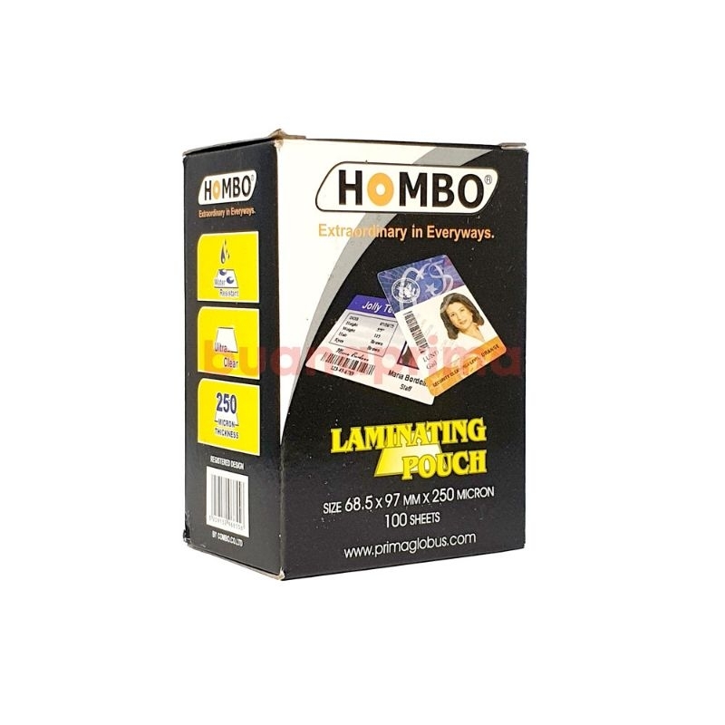 

Hombo Plastik Laminating KTP SIM 250 Mikron Kecil Isi 100 Lembar