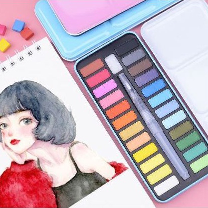 

KODE S55O Kaikki cat air watercolor set 24 warna water color alat cat air lukis set termasuk kuas dan kertas gambar