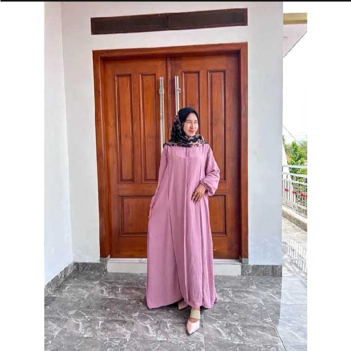 Gamis Aufa Dress gamis Polos Premium Busui Jumbo Size M - L - XL - XXL-pink