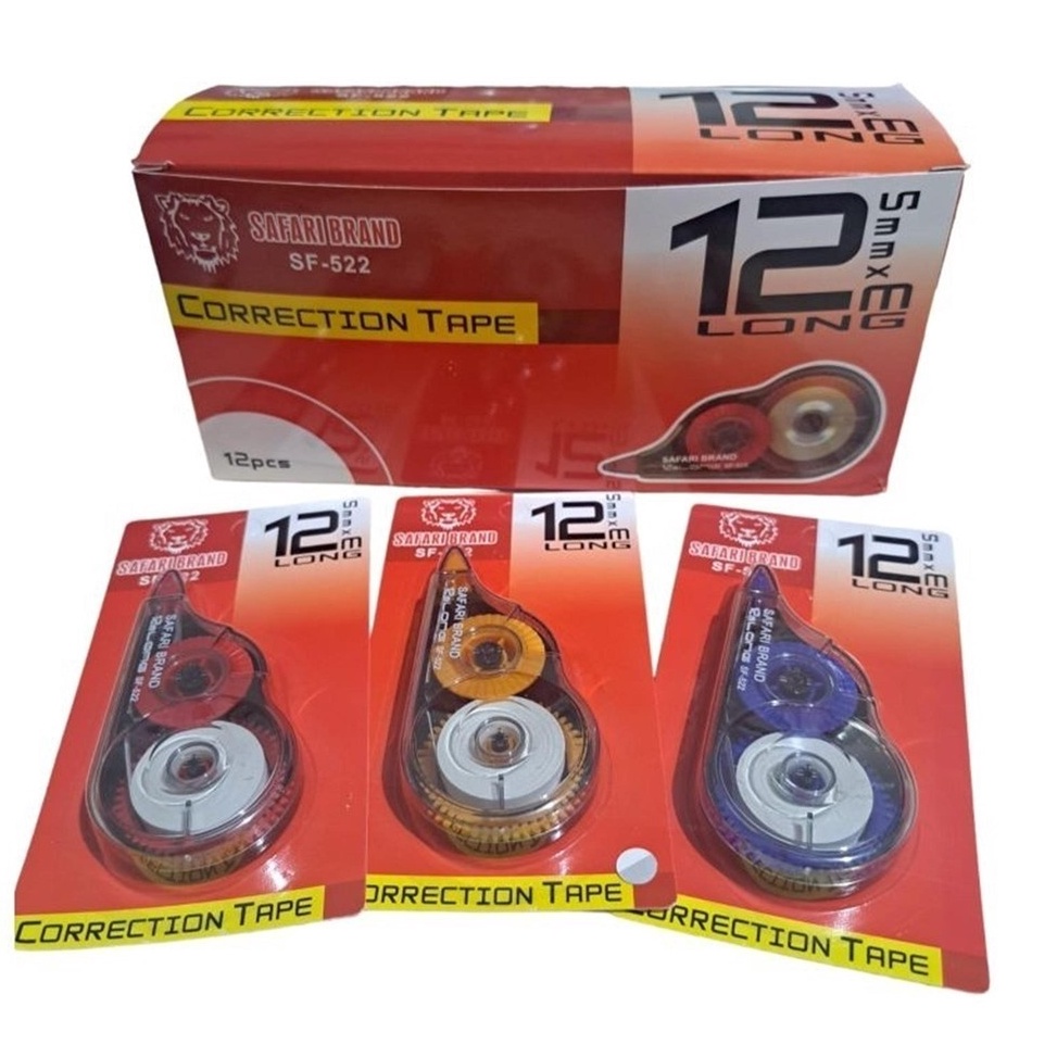 

KODE J18A SF522LUSIN Correction Tape stipo tipe x ex kertas pita 12m Tipe X trondol safari brand