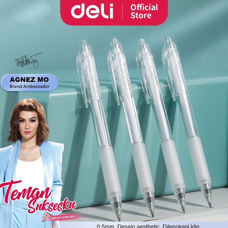 

KODE Y55B Deli Gel Pen Pulpen Gel Retractable Tinta Hitam 5mm A57B1 12 pcs