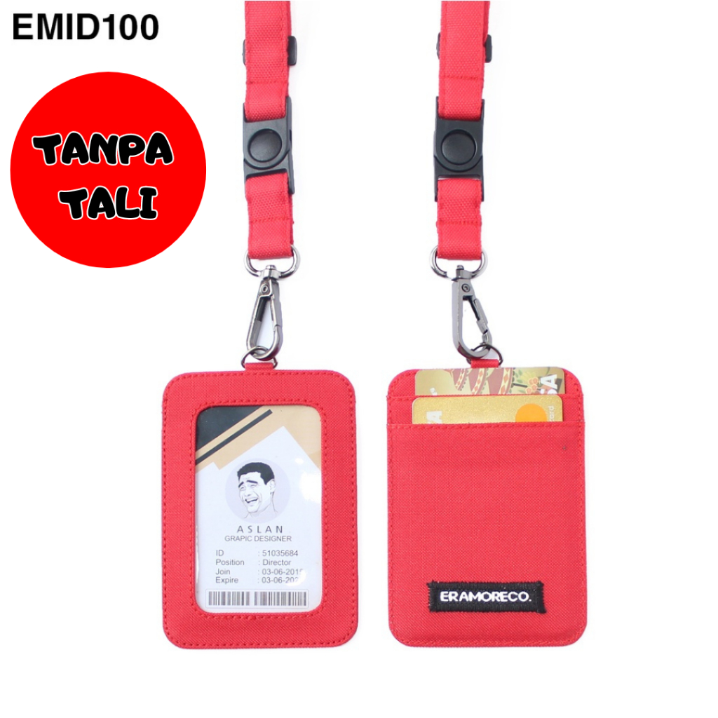 

EMID100 name tag gantungan dompet ID card holder TANPA TALI kartu merah