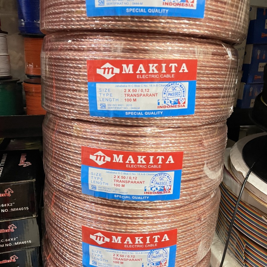 Kabel Speaker Transparan 2x50 Tembaga Murni Makita Kabel Audio