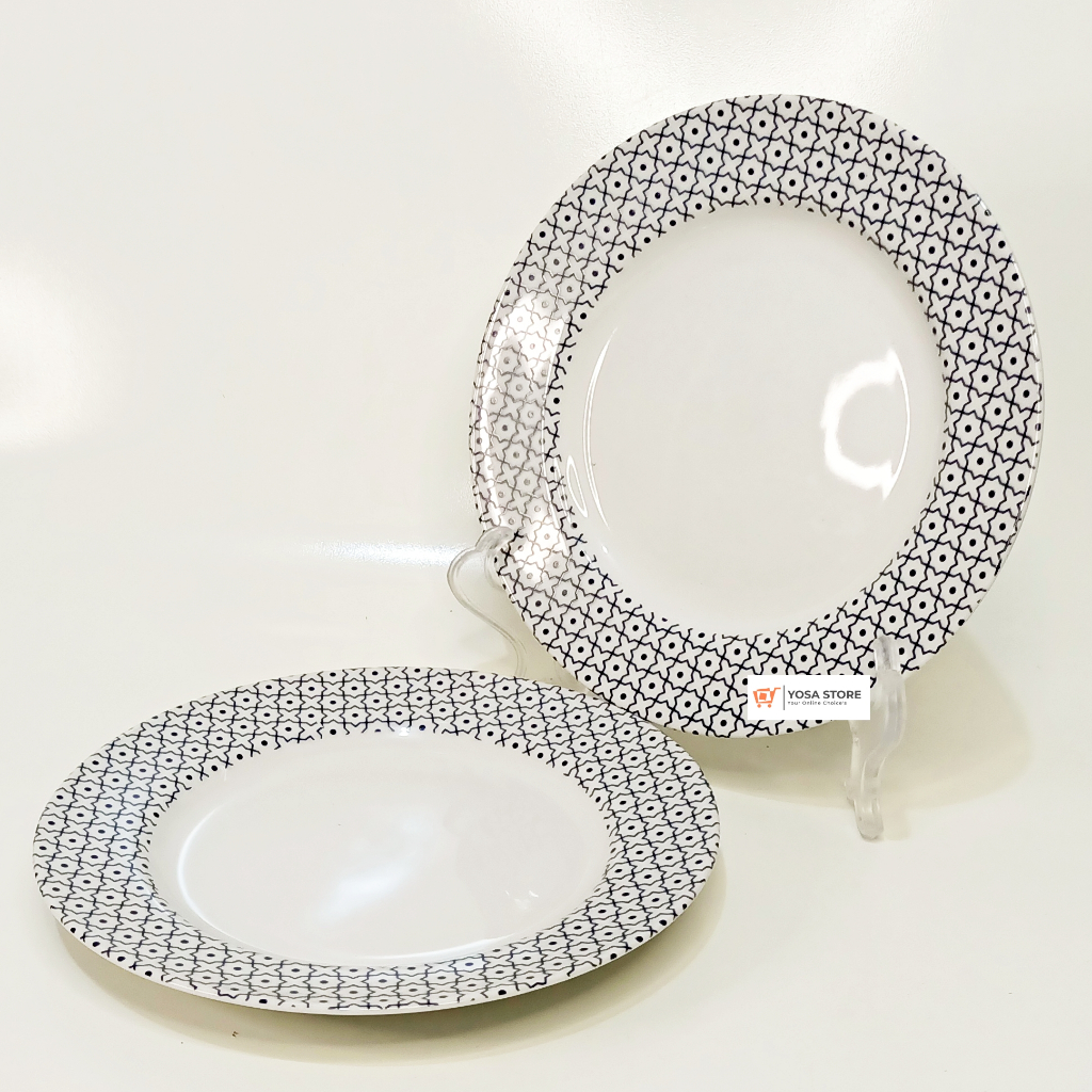 Piring Saji Keramik Porcelain 20cm Motif LIGHT BLUESTAR Kedaung Home - 1 Pc