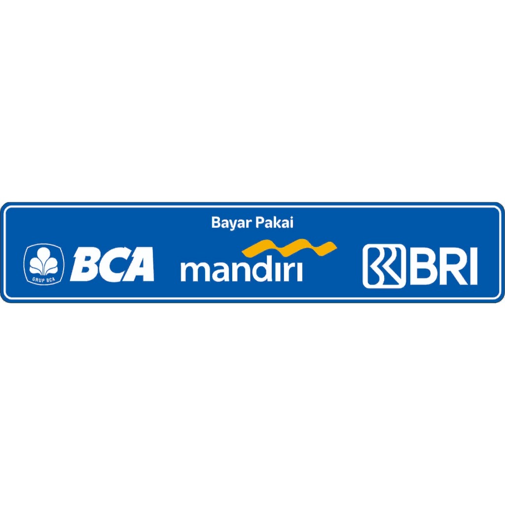 

STIKER VINYL BAYAR PAKAI BRI, BCA, MANDIRI PANJANG