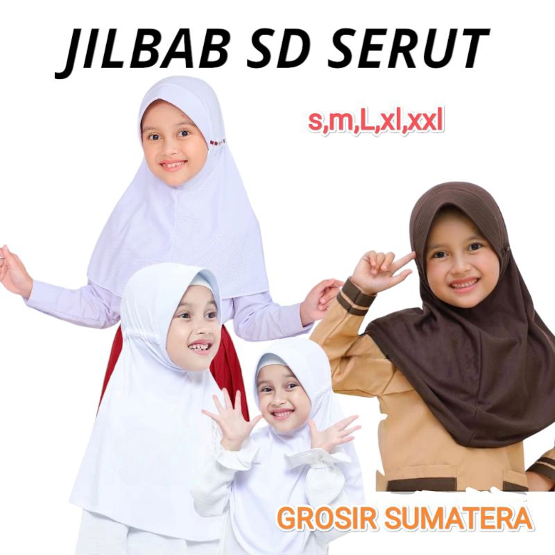 JILBAB SD SMP SMA SERUT / JILBAB SERUT SEKOLAH / JILBAB SD SERUT PUTIH PRAMUKA MERAH PUTIH TIOTI JIL