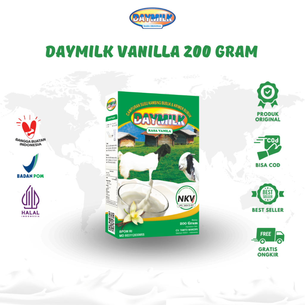 

DAYMILK Rasa Vanilla SUSU KAMBING ETAWA - Atasi Asam Lambung - Nyeri Sendi - Gangguan Pernafasan