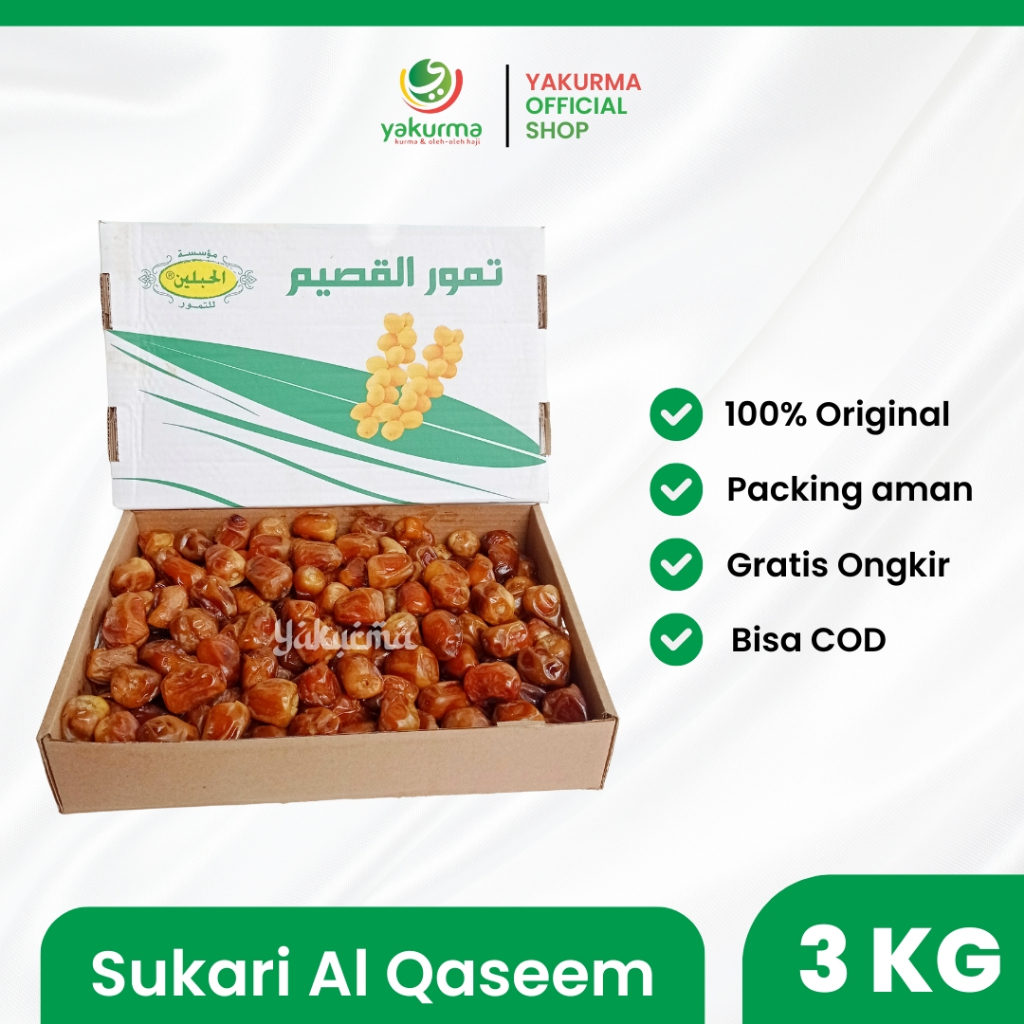 

Kurma Sukari/ sukari Al Qaseem grade A 3kg/sukari premium