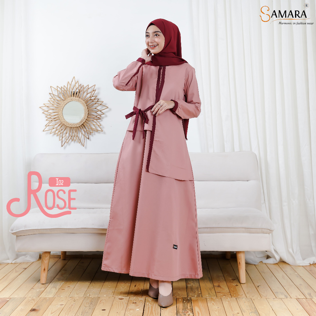 GAMIS SARIMBIT I02 MAROON BY SAMARA FASHION DRESS BAJU BUSANA MUSLIM MUSLIMAH WANITA DEWASA BUSUI FR