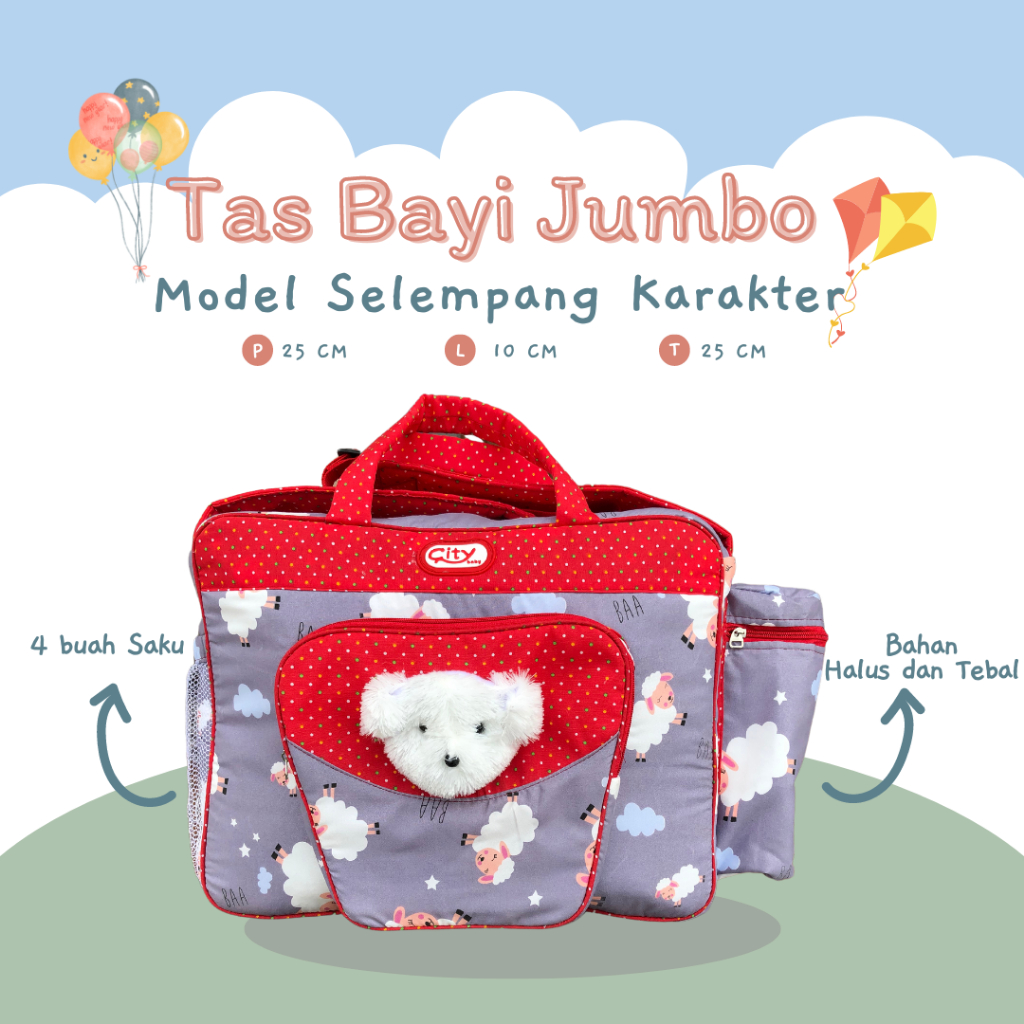 Tas Bayi Jumbo Multifungsi Karakter / Tas Bayi Besar Lucu