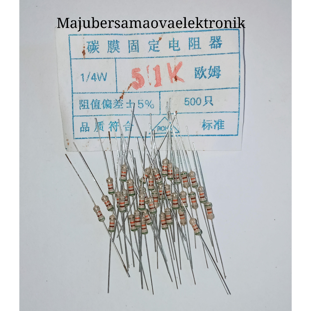 Resistor 1/4W 51K OHM 5% Isi 100Pcs Original