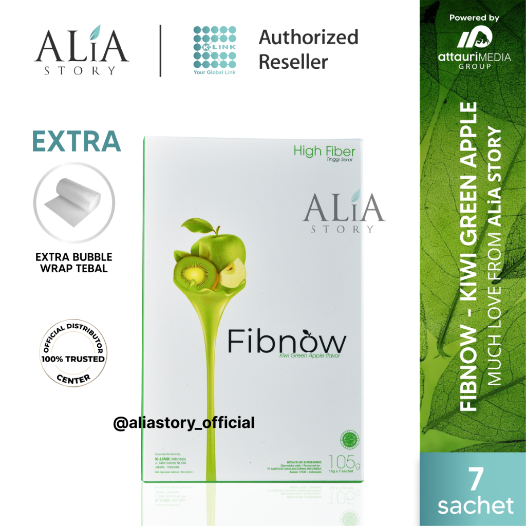 Fibnow Nutrition High Fiber (1 Box isi 7 Sachet) Makanan Tambahan Kaya Nutrisi dengan Kiwi Green App