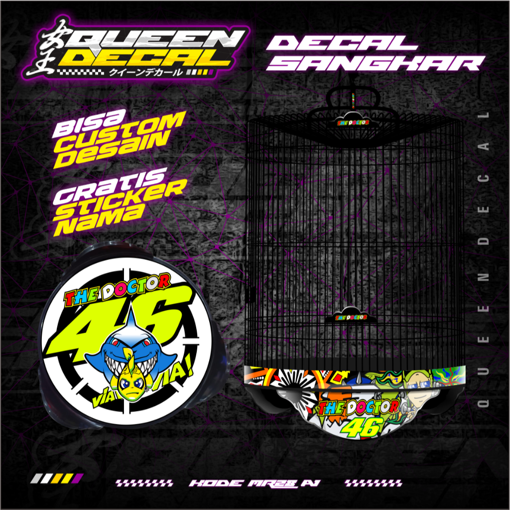 Decal Tebok Kacer Ebod Murai / Aksesoris Sticker Kandang Burung Motif Custom -  MR