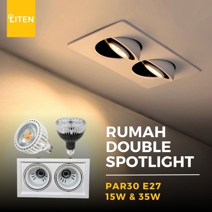 Rumah Lampu Downlight Halogen Double Fitting E27 Par30 15w 35w LED 15 watt 35 watt Butik Mall Lampu 