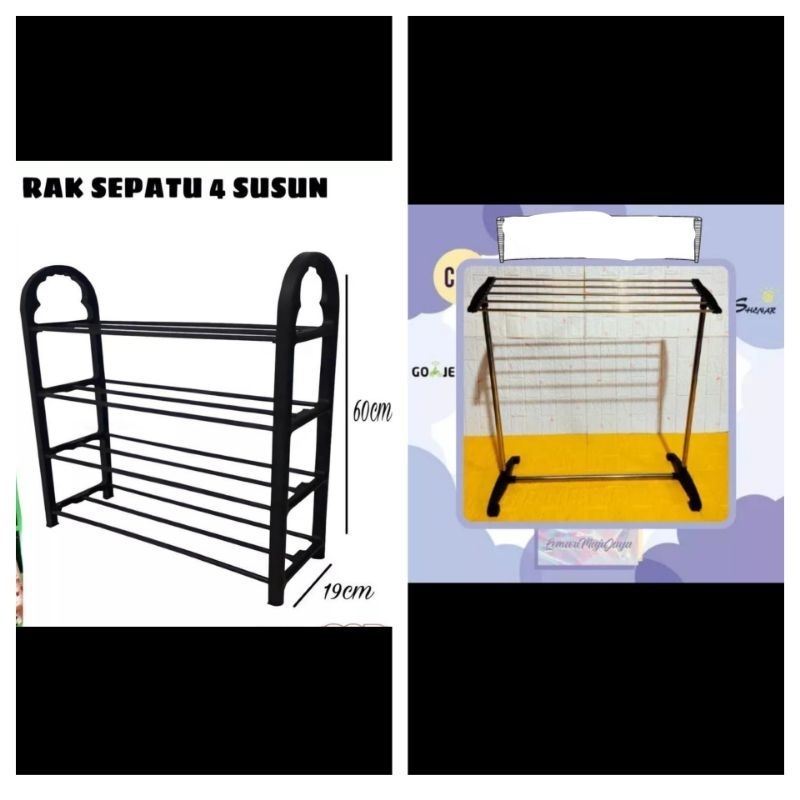 paket hemat jemuran handuk + rak sepatu