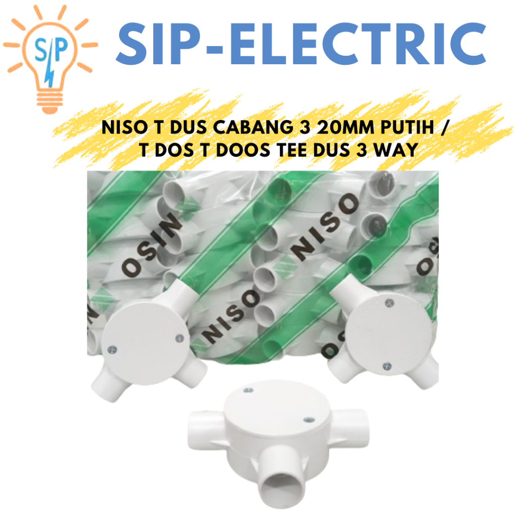Niso T Dus Cabang 3 20mm Putih / T Dos T Doos Tee Dus 3 Way