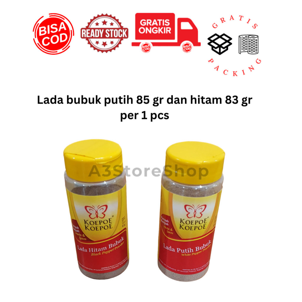 

Bumbu Dapur Lada bubuk hitam dan putih koepoe koepoe COD