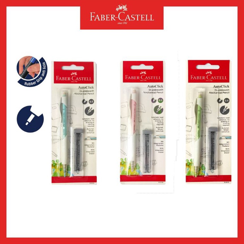 

KODE A95A Faber Castell Pensil Auto Click 5mm Blister Reffil Pensil Mekanik 5mm Blister Reffil