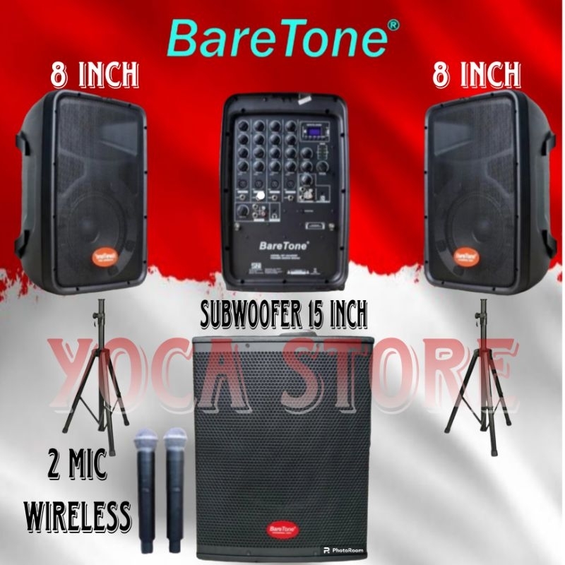 PAKET KARAOKE SPEAKER AKTIF BARETONE 8 INCH AKTIF UPGRADE SUBWOOFER 15 INCH