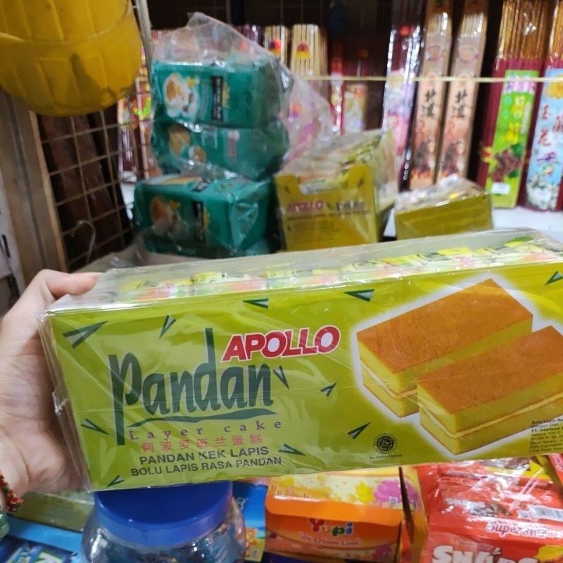 

Bolu apollo, roti apollo. apollo pandan 1ktk isi 24 pcs exp 12/2025