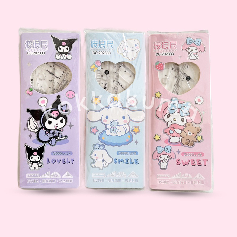 

( LLM ) Penggaris SANRIO 1 Set isi 4 Pcs Paket Penggaris Set Karakter Cinnamorol Kuromi My Melody