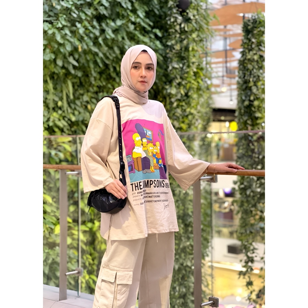 VAMEL - ATASAN WANITA KAOS DISTRO OVERSIZE LENGAN 7/8 PREMIUM