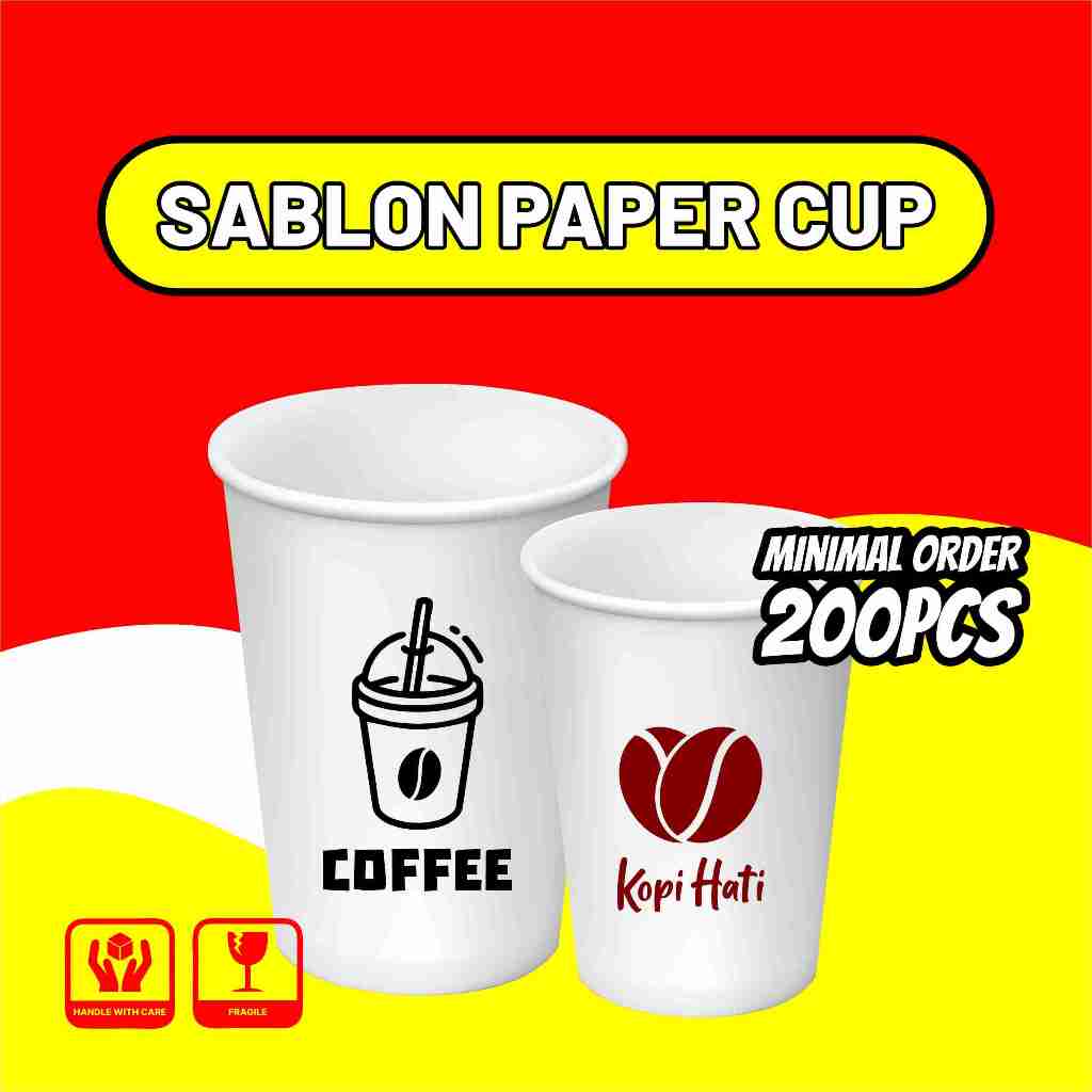 Sablon Paper Cup Custom Hot Paper Cup 8oz 12oz Free Desain