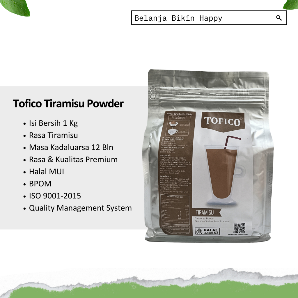 

Bubuk Tiramisu 1kg / Bubuk Minuman / Tofico Tiramisu Powder 1 Kg