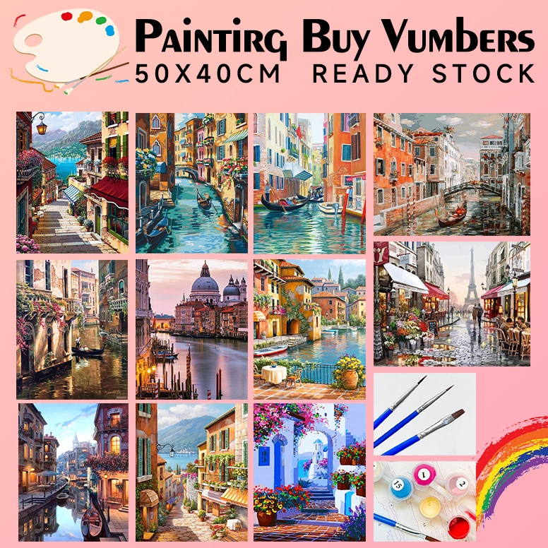 

KODE X9B2 45CM Oil Painting by number Venice Night Scene Series Handmade Hanging Painting Paint By Number 5x4cm PAINTING BY NUMBER DIY