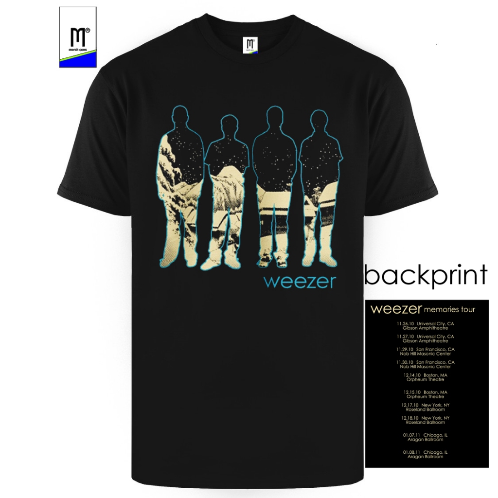 Kaos Built Up Band Musik Pakaian Weezer Memories Tour