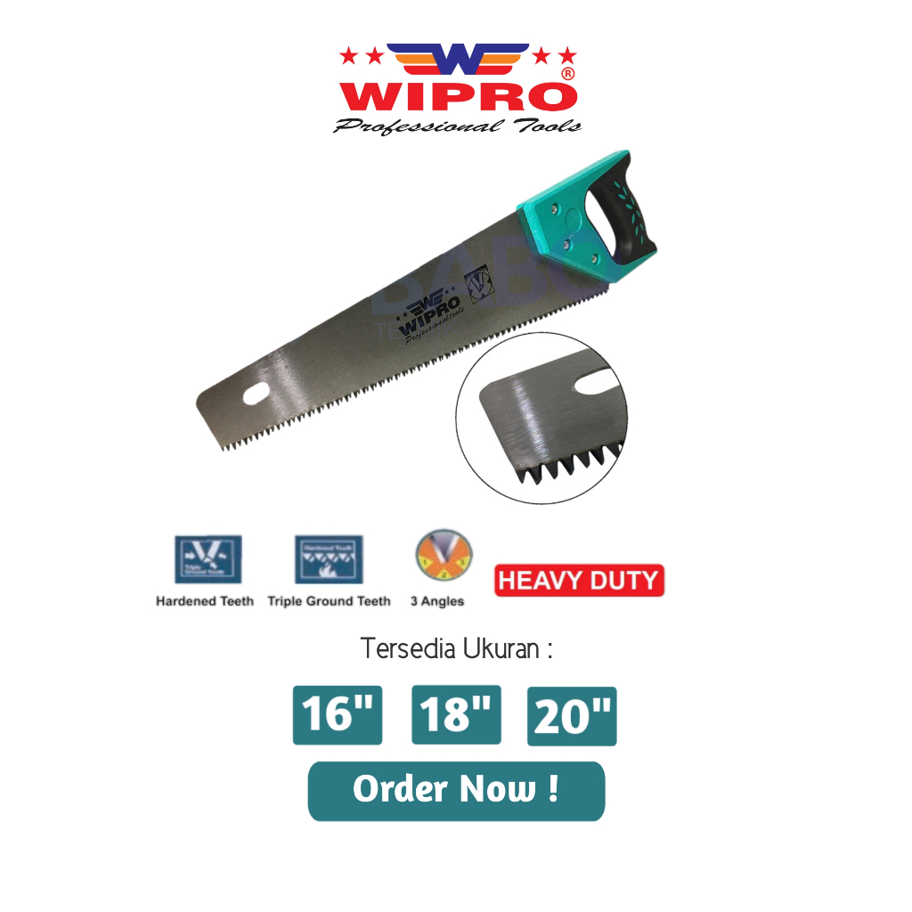 Gergaji Gorok Tangan Wipro Hand Saw Gergaji Kayu Gagang Fiber 16” 18” 20” Heavy Duty
